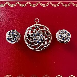 Vintage 50s 14k F And F Felger Brooch And Earring Set